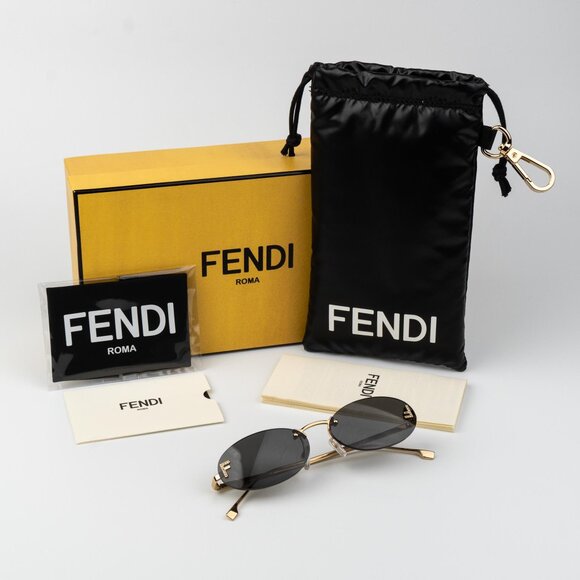 Fendi FIRST CRYSTAL Men Sunglasses Gold Oval Metal FE4075US 30A AUTHENTIC - Picture 10 of 16